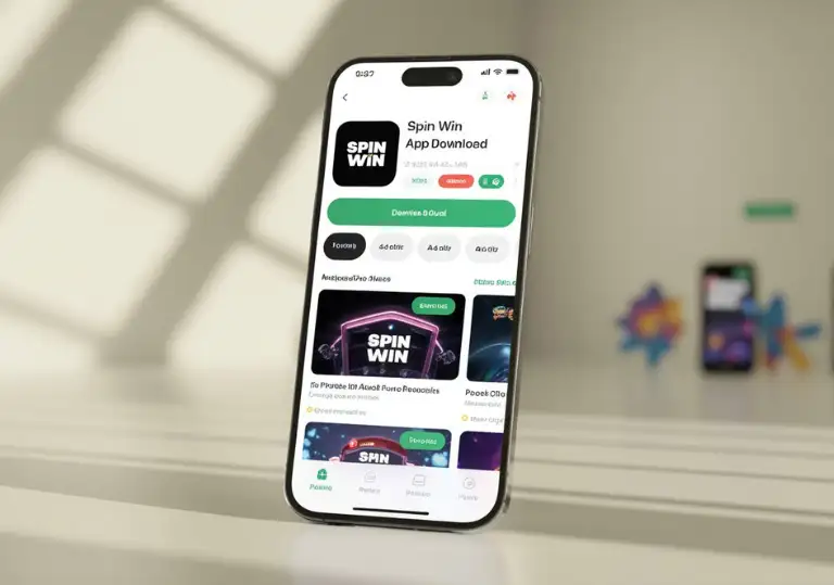 Spin Win app download screen shown on a mobile device