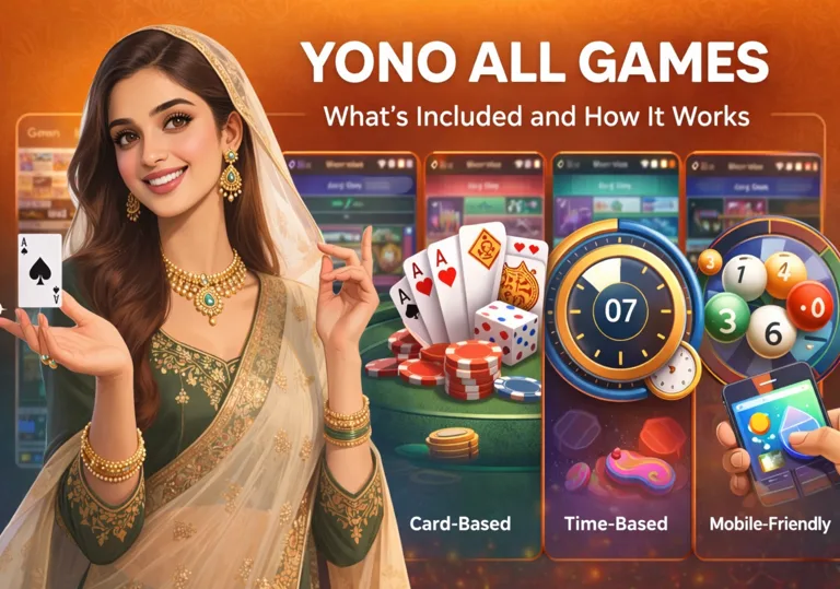 Overview of Yono all games categories displayed on a mobile gaming interface.